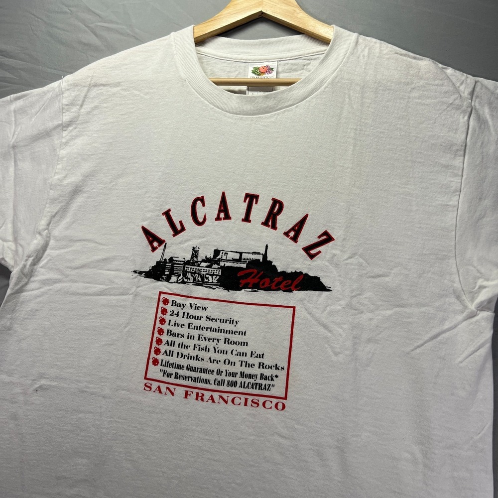 Vintage Alcatraz Hotel Shirt Mens Large White Graphic Tee Funny Souvenir